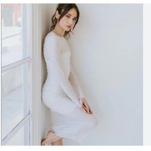 PAMPAS SHEER PEARL BODYCON DRESS